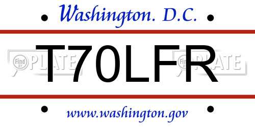 T70LFR District Of Columbia License Plate