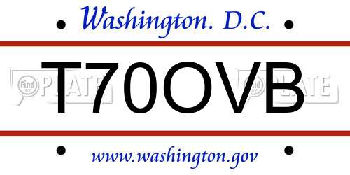 T70OVB District Of Columbia License Plate