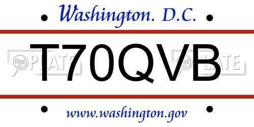 T70QVB District Of Columbia License Plate