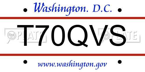 T70QVS District Of Columbia License Plate