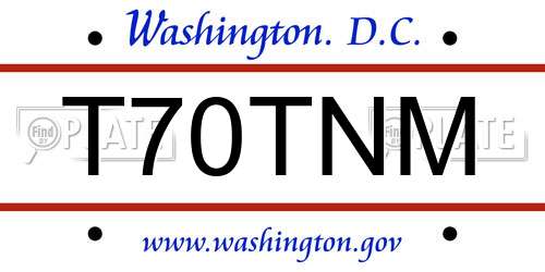 T70TNM District Of Columbia License Plate