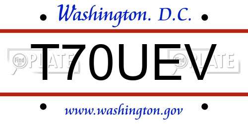 T70UEV District Of Columbia License Plate
