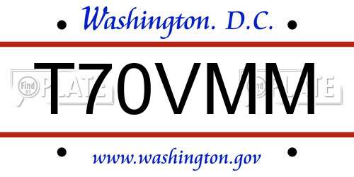 T70VMM District Of Columbia License Plate