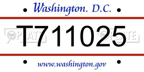 T711025 District Of Columbia License Plate