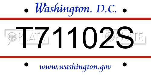 T71102S District Of Columbia License Plate