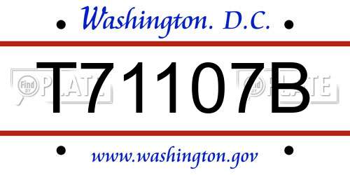 T71107B District Of Columbia License Plate