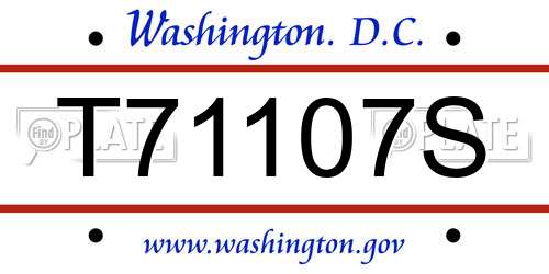 T71107S District Of Columbia License Plate