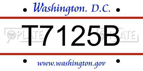T7125B District Of Columbia License Plate