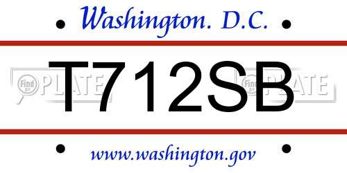 T712SB District Of Columbia License Plate