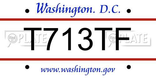 T713TF District Of Columbia License Plate