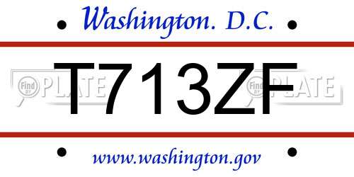 T713ZF District Of Columbia License Plate