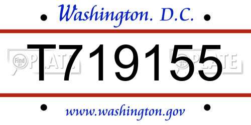 T719155 District Of Columbia License Plate