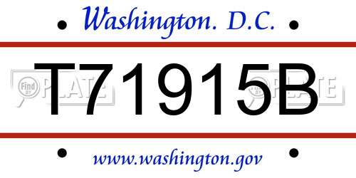 T71915B District Of Columbia License Plate