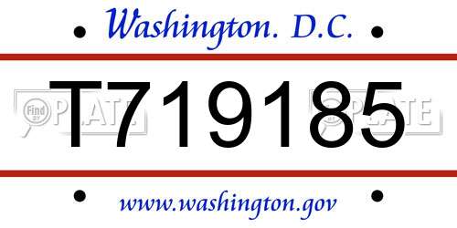 T719185 District Of Columbia License Plate