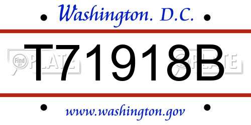 T71918B District Of Columbia License Plate