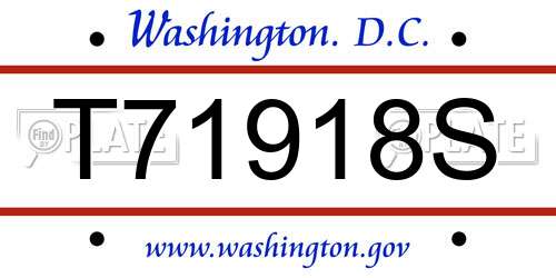 T71918S District Of Columbia License Plate