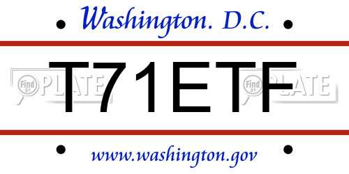 T71ETF District Of Columbia License Plate
