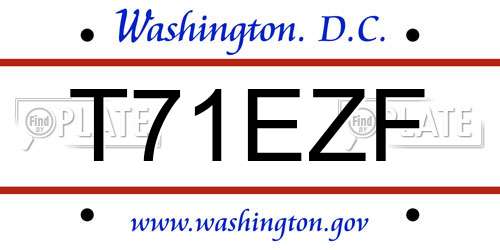 T71EZF District Of Columbia License Plate