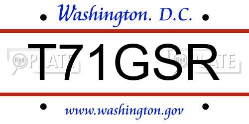 T71GSR District Of Columbia License Plate