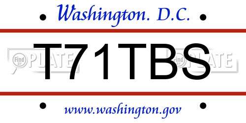 T71TBS District Of Columbia License Plate
