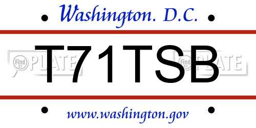 T71TSB District Of Columbia License Plate