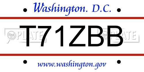 T71ZBB District Of Columbia License Plate