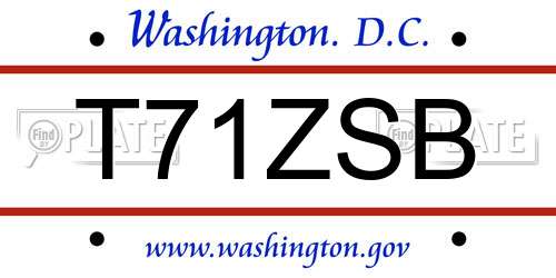 T71ZSB District Of Columbia License Plate