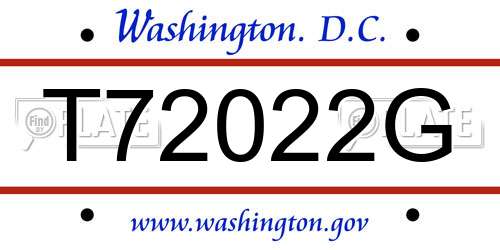 T72022G District Of Columbia License Plate