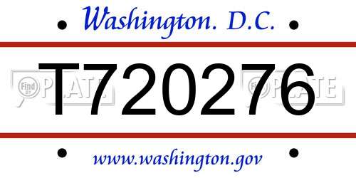 T720276 District Of Columbia License Plate