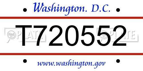 T720552 District Of Columbia License Plate
