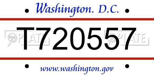 T720557 District Of Columbia License Plate
