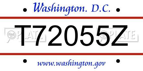 T72055Z District Of Columbia License Plate