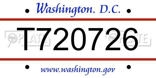 T720726 District Of Columbia License Plate