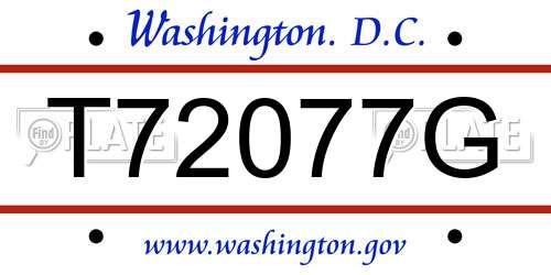 T72077G District Of Columbia License Plate