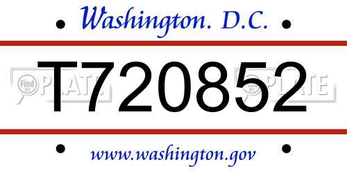 T720852 District Of Columbia License Plate