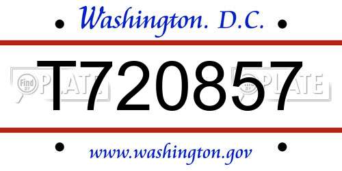 T720857 District Of Columbia License Plate
