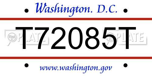 T72085T District Of Columbia License Plate