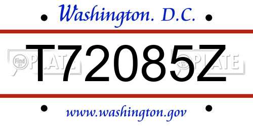 T72085Z District Of Columbia License Plate