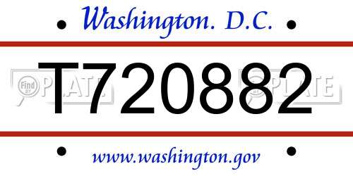 T720882 District Of Columbia License Plate