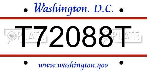 T72088T District Of Columbia License Plate