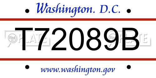 T72089B District Of Columbia License Plate