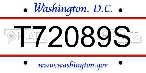 T72089S District Of Columbia License Plate