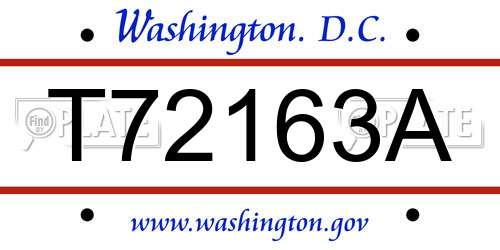 T72163A District Of Columbia License Plate