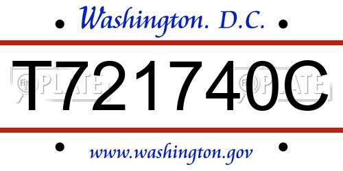 T721740C District Of Columbia License Plate