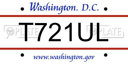 T721UL District Of Columbia License Plate