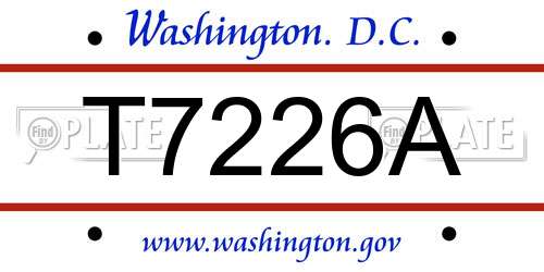 T7226A District Of Columbia License Plate