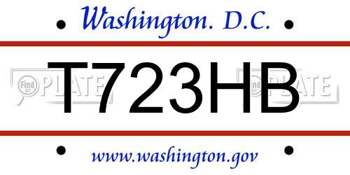 T723HB District Of Columbia License Plate