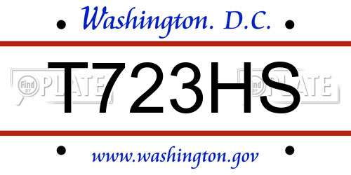 T723HS District Of Columbia License Plate
