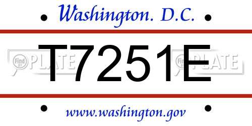 T7251E District Of Columbia License Plate