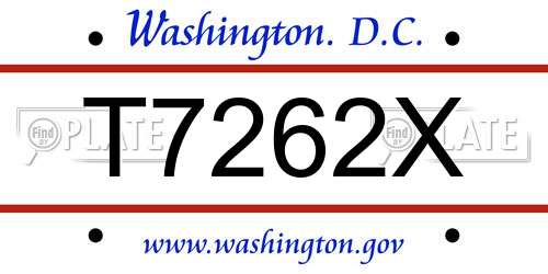 T7262X District Of Columbia License Plate